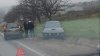 Accident violent pe șoseaua Balcani din Capitală. Un automobil a ajuns în șanț (VIDEO)