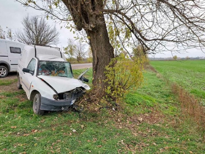 ACCIDENT GRAV în raionul Sîngerei. Un șofer a ajuns cu mașina într-un copac (VIDEO/FOTO)