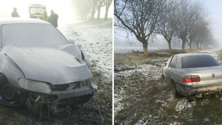 O maşină s-a izbit violent într-un copac de pe marginea drumului, lângă Rîbniţa