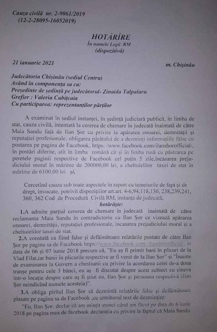 Şor, obligat să-şi ceară scuze publice de la Sandu: "Eu, Ilan Şor, declar că am minţit..."