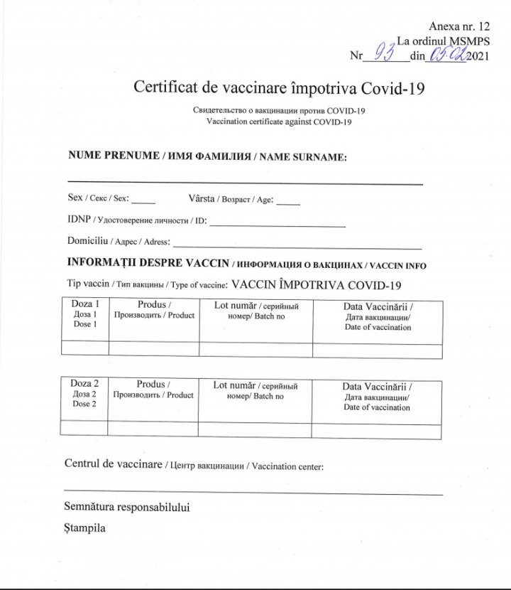 Cum va arăta certificatul de vaccinare anti-COVID și ce documente trebuie să semneze cei care urmează să se imunizeze