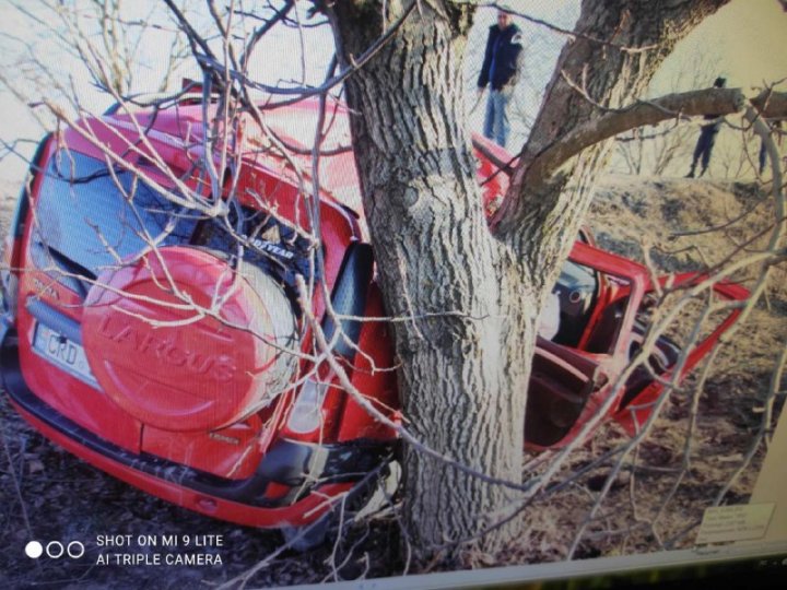 Accident grav în raionul Făleşti. Două persoane au ajuns la spital, după ce automobilul în care se aflau s-a izbit într-un copac (FOTO)