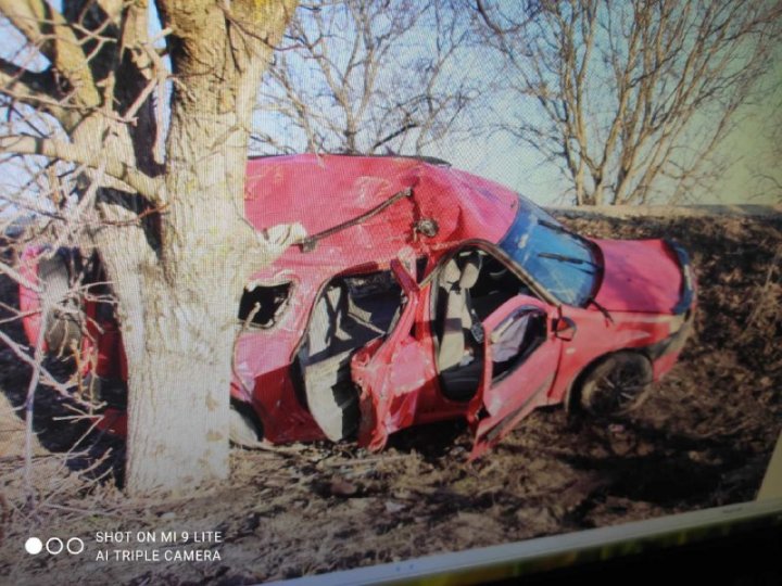 Accident grav în raionul Făleşti. Două persoane au ajuns la spital, după ce automobilul în care se aflau s-a izbit într-un copac (FOTO)