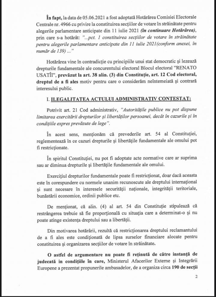 Decizia CEC privind numărul secțiilor de votare deschise peste hotare, contestată în instanţă