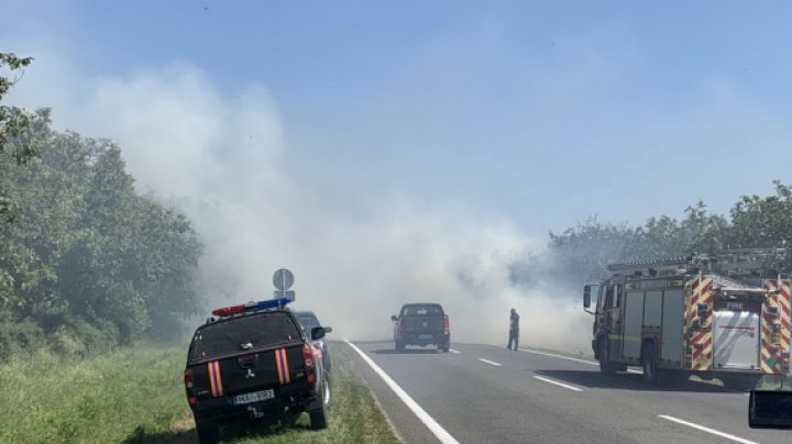 Circulaţia pe traseul Chişinău-Giurgiuleşti, sistată din cauza unor incendii de vegetaţie (VIDEO)