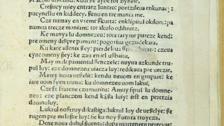 Сel mai vechi text literar al românilor scris cu alfabet latin, se află la Biblioteca Naţională din Budapesta