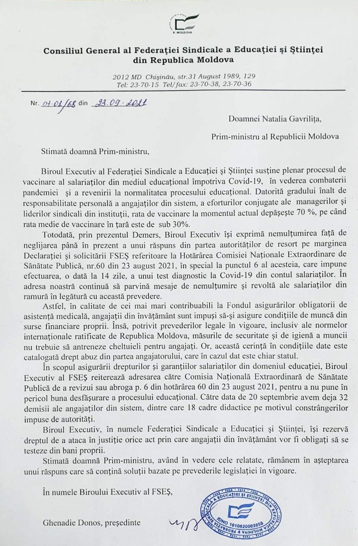 Primele demisii în sistemul de învățământ. 32 de cadre didactice au lăsat baltă școlile din cauza obligativității de a se vaccina 