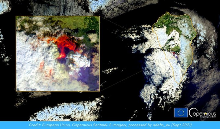 Cum s-a văzut din satelit erupția vulcanului Cumbre Vieja din La Palma (FOTO)