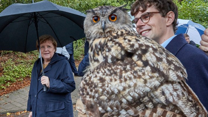 IMAGINEA ZILEI cu Angela Merkel. Cancelarul german a vizitat parcul de păsări din orașul Marlow (FOTO)