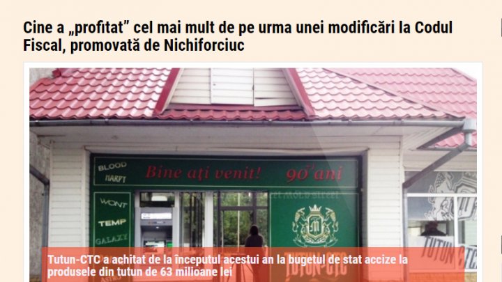 MOLD-STREET: Cine a "profitat" cel mai mult de pe urma unor modificări promovate de Nichiforciuc la Codul Fiscal