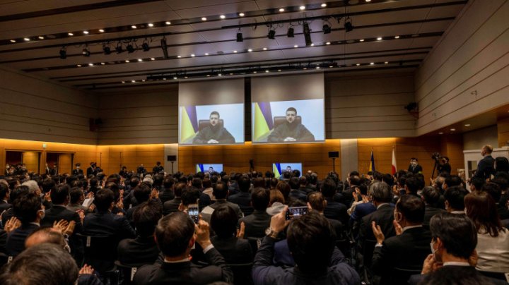 Volodimir Zelenski a vorbit în Parlamentul din Tokyo