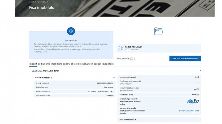 Serviciul Fiscal de Stat a lansat pagina „Fişa imobilului”. Ce presupune acest serviciu