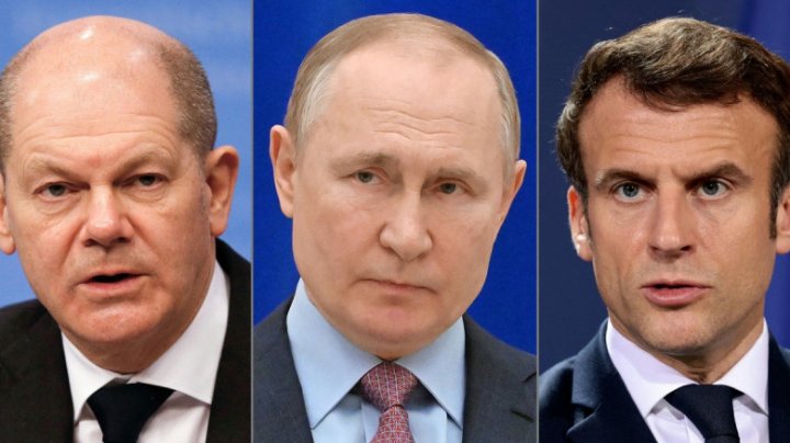 Scholz, Macron și Putin au avut o discuție telefonică în trei pe tema războiului din Ucraina