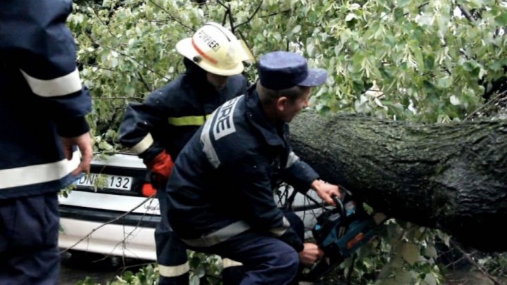 Salvatorii și pompierii au muncit în regim alert, după VIJELIA de ieri: Au pompat apă din gospodării, au defrișat copaci și au tractat o ambulanță