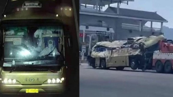 Accident teribil în China: 27 de pasageri ai unui autobuz au murit