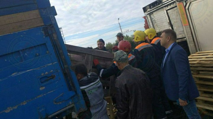 Accident pe un pod din Bender. Un camion încărcat cu animale vii s-a răsturnat (FOTO / VIDEO)