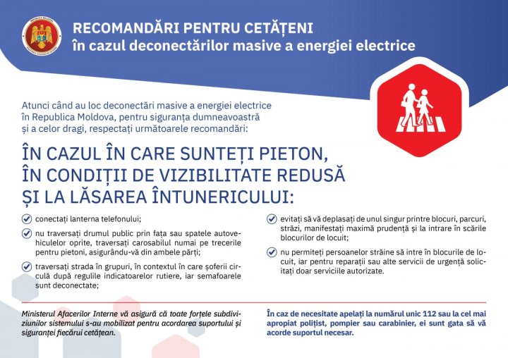 Ministerul de Interne vine cu RECOMANDĂRI DE SECURITATE în caz de deconectări de la energia electrică (FOTO)