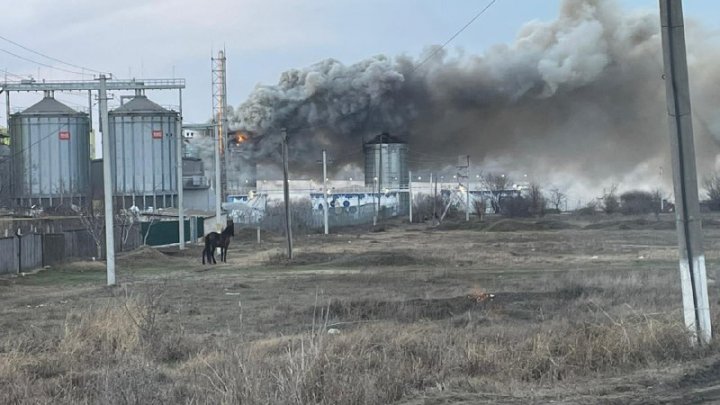 Un nou INCENDIU în Portul Internațional Liber Giurgiulești. Un rezervor cu șrot de floarea soarelui, în flăcări