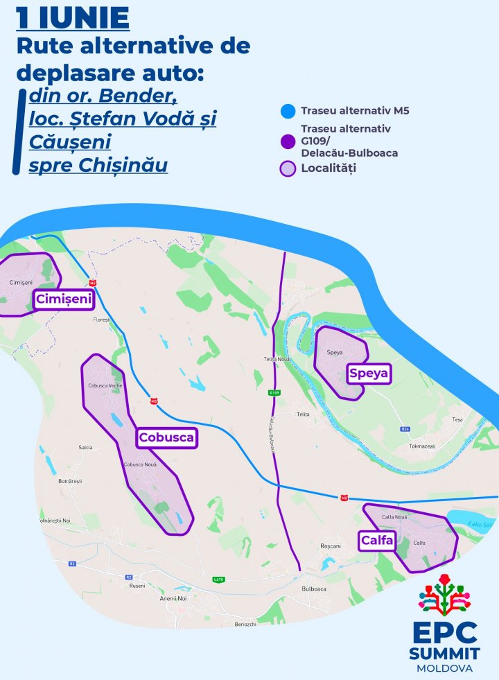 (HĂRȚI GRAFICE) Rute alternative de deplasare pentru șoferi și pietoni în perioada desfășurării Summitului CPE 