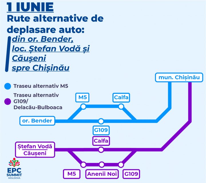 (HĂRȚI GRAFICE) Rute alternative de deplasare pentru șoferi și pietoni în perioada desfășurării Summitului CPE 