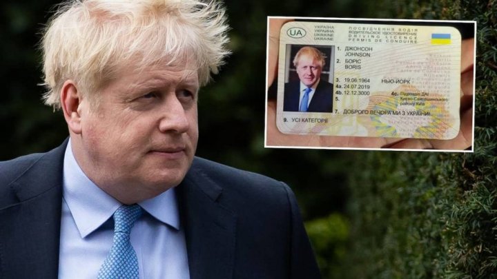 Permis pe numele Boris Johnson, emis în Ucraina. Șoferul a fost reținut de poliție după ce a făcut un accident