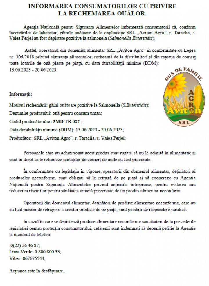 Oua de găină cu salmonela, retrase din vânzare. Dacă ați cumpărat ouă de găină de la acest producător, nu le consumați