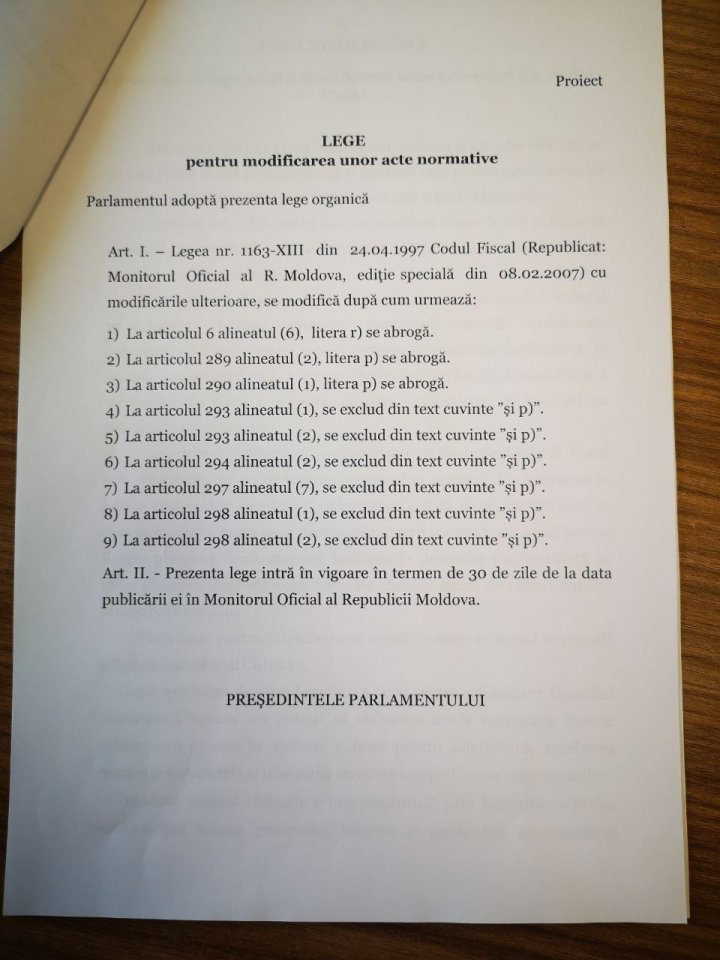 DOC Inițiativa legislativă de modificare a Codului Fiscal prin anularea taxei de salubrizare, înregistrată în Parlament