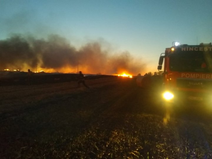 FOTO Moldova, în FLĂCĂRI. Hectare de culturi agricole și vegetație uscată, nimicite de foc