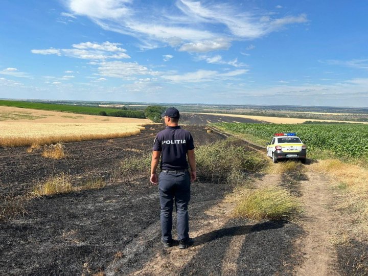 FOTO INCENDIU la Anenii Noi. Peste 20 hectare de orz și 30 hectare de grâu, nimicite de flăcări 