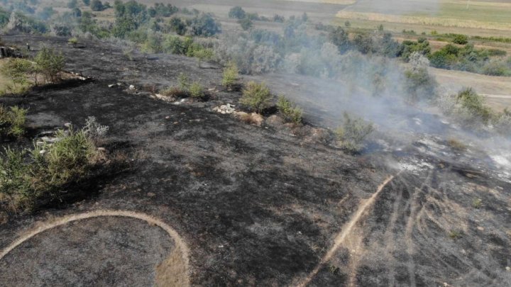 FOTO, Un incendiu masiv de vegetație a izbucnit la Stăuceni. Au intervenit PATRU echipe de salvatori și pompieri