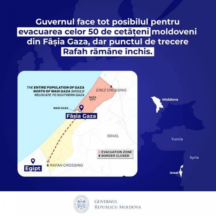 Un funcționar consular în Egipt este pregătit să se deplaseze la punctul de trecere Rafah pentru a elibera documentele cetățenilor moldoveni din Gaza 