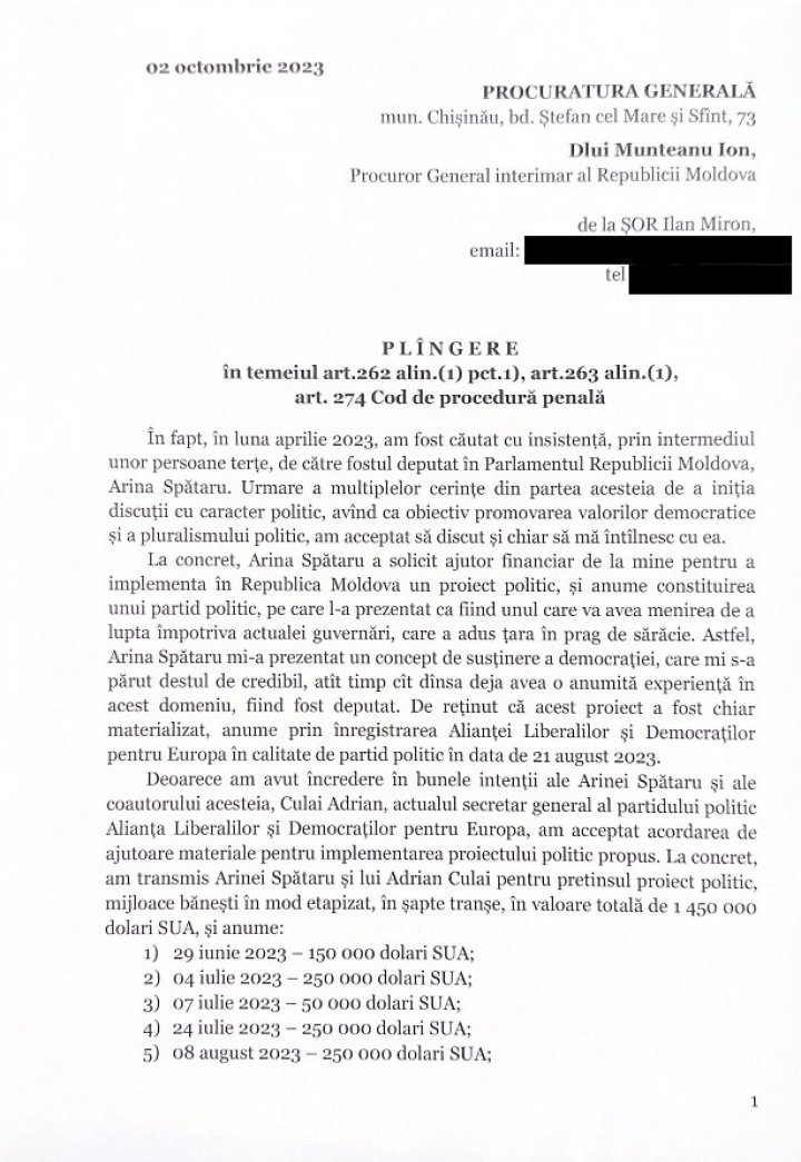 Ilan Șor a depus o plângere penală la PG pe numele Arinei Spătaru. Președintele ALDE: Îl așteptăm să revină în țară