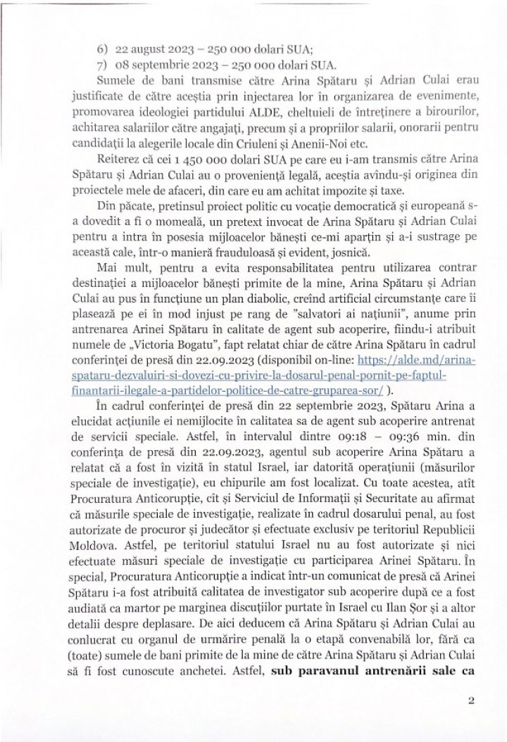 Ilan Șor a depus o plângere penală la PG pe numele Arinei Spătaru. Președintele ALDE: Îl așteptăm să revină în țară