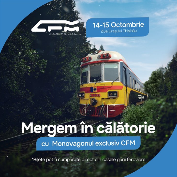 De Hramul Chișinăului, CFM invită doritorii să facă o plimbare cu un tren exclusiv. Vezi care este traseul și cât costă biletele