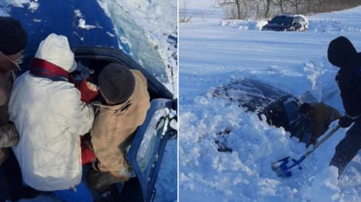 ÎNGROPAŢI în NĂMEŢI. Imagini de la Căuşeni, unde două persoane au MURIT, într-o maşină blocată în zăpadă. Cine sunt VICTIMELE