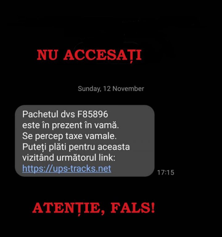 ATENŢIE, nu ACCESAŢI! Serviciul Vamal atenționează despre o nouă tentativă de escrocherie prin sms-uri