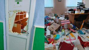 Gimnaziul Soltăneşti din raionul Nisporeni a fost vandalizat. Un adolescent de 16 ani, cercetat în stare de libertate FOTO