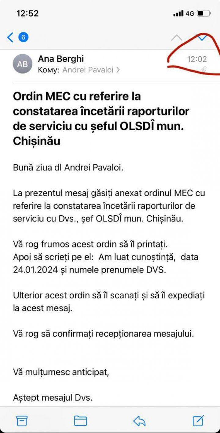 DOC. Primăria Chişinău spune că Andrei Pavaloi a primit un e-mail prin care i se cere să-şi dea demisia: Este un ordin ilegal