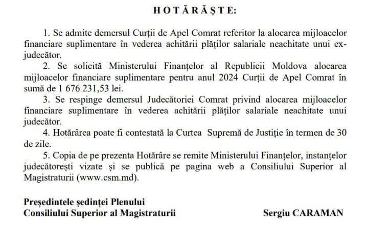 DOC. Un judecător, suspendat din funcție pe durata unei anchete într-un dosar, va primi peste 1,6 milioane de lei ca salariu