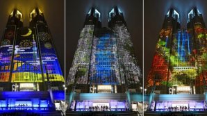 SPECTACULOS! Cel mai mare video-mapping din lume luminează un zgârie-nori din Tokyo (VIDEO)