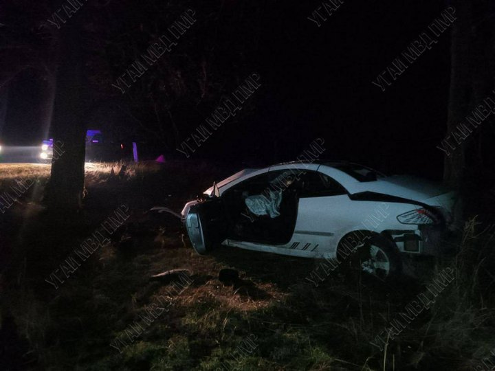 Urmărire ca în filme la Dubăsari: Șofer beat a fugit de poliție și s-a lovit într-un copac FOTO