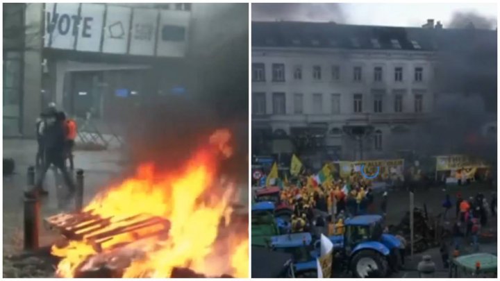 Bruxelles, sub asediu. Clădirea Parlamentului European, înconjurată de flăcări, înainte de summitul CE