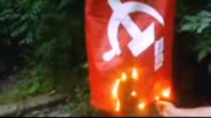 Сожгли флаг ПКРМ (ВИДЕО)