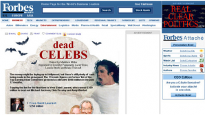 Forbes составил рейтинг самых богатых покойных знаменитостей 