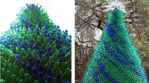 В литовском Каунасе новогоднюю елку сделали из 32 тысяч пластиковых бутылок