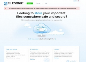 Сервис Filesonic отключил функцию обмена файлами