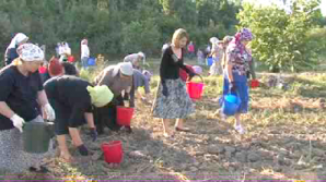 Женщины ДПМ помогли монахам в Единецком районе собрать урожай картофеля и малины