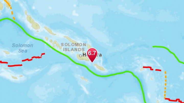 Мощное землетрясение произошло у Соломоновых островов