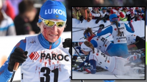 Видео: Российской лыжнице распороли щёку на чемпионате мира