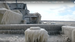 В штате Нью-Йорк дом превратился в глыбу льда